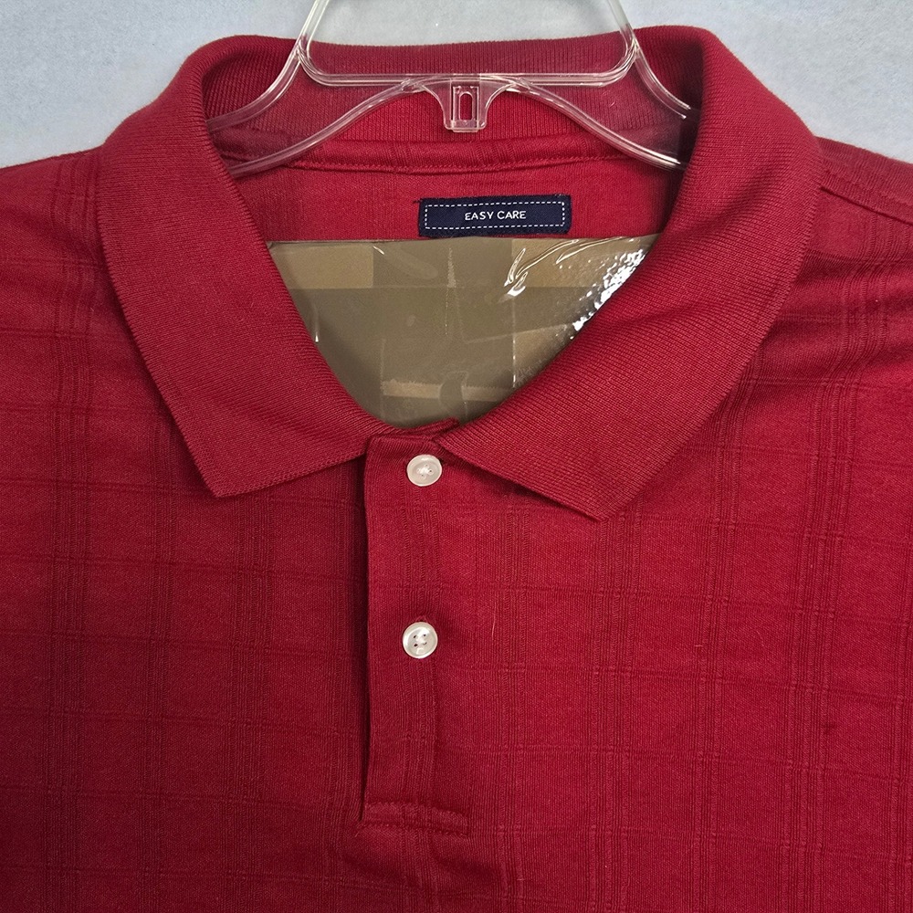 Saddlebred Mens XXL Red Long Sleeve Collared Polo Shirt Textured NWT Pullover - Picture 3 of 11